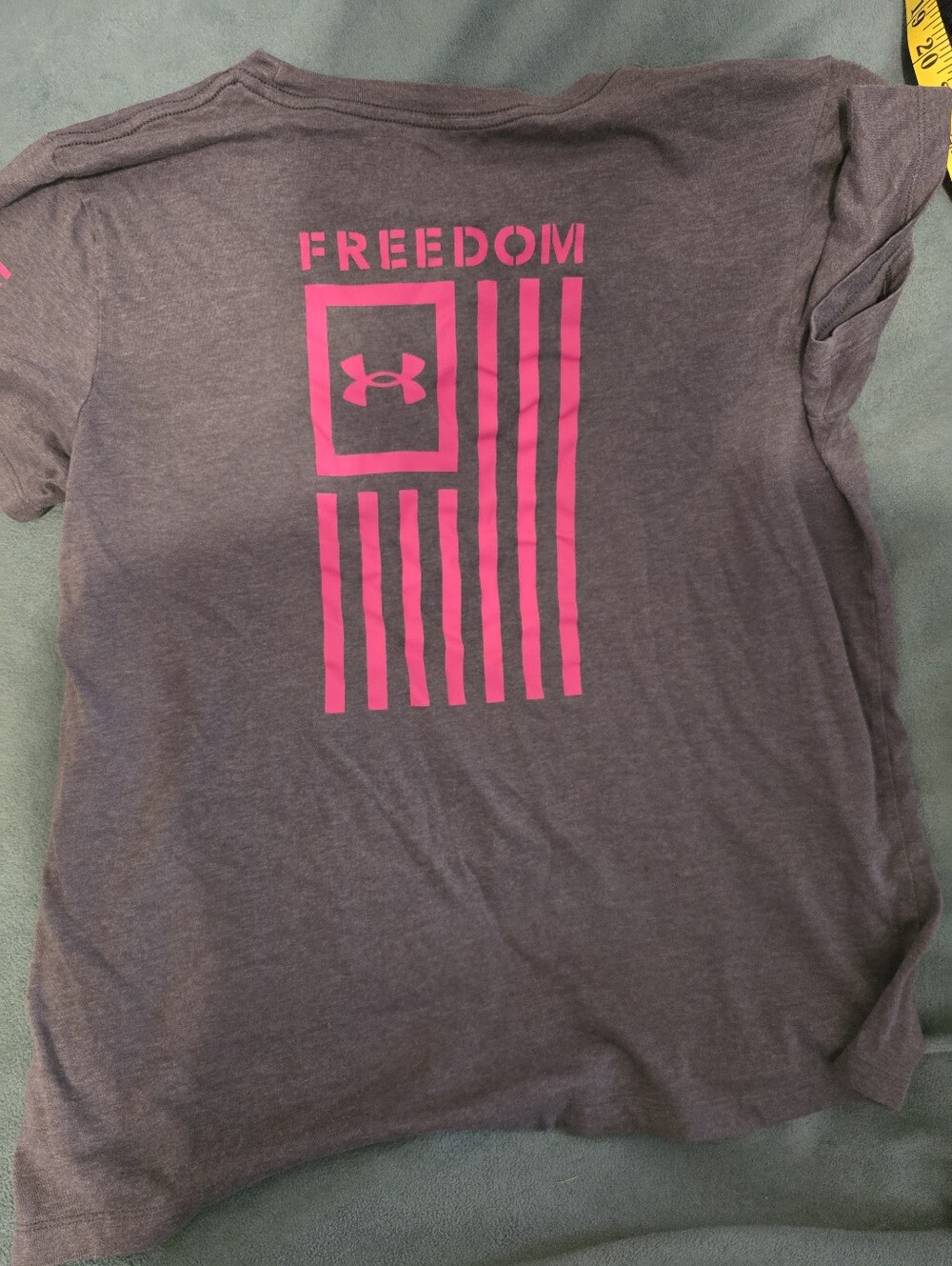 Under Armour Gray Tee with Hot Pink Freedom Graphic